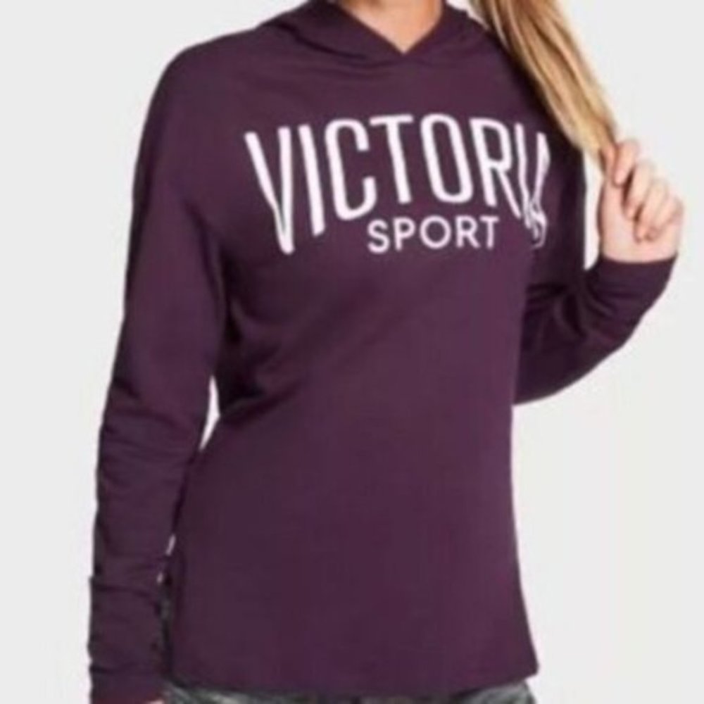 Victoria's Secret Victoria Sport Small S Purple Lightweight Logo Hoodie Sweater
